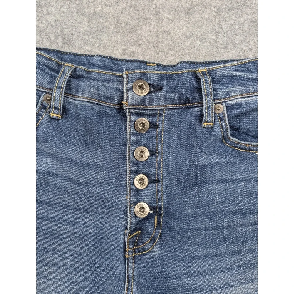 Ella Moss Womens Cuffed Midishort Button Fly Denim Shorts Blue Size 27